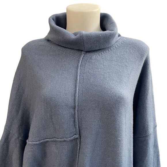 PROMESA High Art Asymmetrical Funnel Neck Sweater Ash Blue wool blend sz Large‎ - Picture 4 of 12